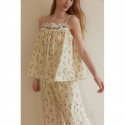 Cotton Double-Layer Gauze Strap & Shorts Set - Bohemian Embroidery Loungewear