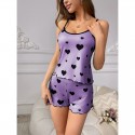 Women's Silky Camisole Lounge Set – Sexy Sleeveless Tank Top & Shorts Pajama Set for Spring and Summer