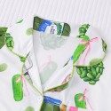Cucumber Print Lapel Short-Sleeve & Shorts Pajama Set – Lightweight Loungewear for Women