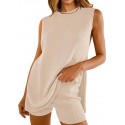Summer Knitwear Set for Women - Breathable Sleeveless Pullover & Lounge Top 2-Piece Outfit, Loose Fit Casual Comfort