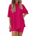 2025 Summer New Women's Solid Color Loose Loungewear Set - Fashionable & Comfortable Sleepwear