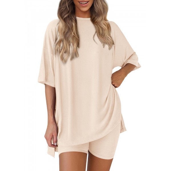 2025 Summer New Women's Solid Color Loose Loungewear Set - Fashionable & Comfortable Sleepwear