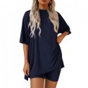 2025 Summer New Women's Solid Color Loose Loungewear Set - Fashionable & Comfortable Sleepwear