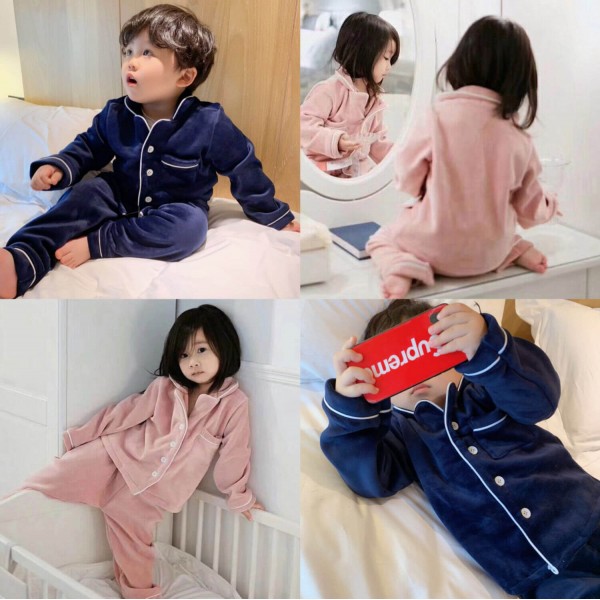 Winter Children's Clothes Thickened Golden Mink Down Leisure Comfortable pyjamas