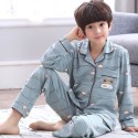 Sleepwear for boys pajamasets for Kids cotton soft blue with bear print