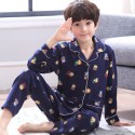 Sleepwear for boys pajamasets for Kids cotton soft blue with bear print