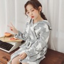 Soft girls flannel robe for winter pink/grey