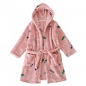 Soft girls flannel robe for winter pink/grey