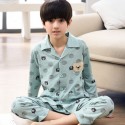 long sleeved cartoon boys pajama sets blue 100 cotton soft pj set for children