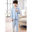 long sleeved cartoon boys pajama sets blue 100 cotton soft pj set for children