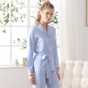 Top quality cotton embroidered lady long sleeved pajamas pyjamas set