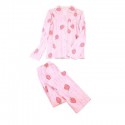 New Long Sleeved pink Ladies pajama sets with strawberry print pjs for women