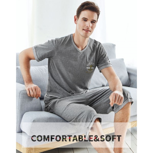 Cotton short pajamas 100% cotton impact color simple leisure T-shirt