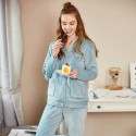woMen's Lapel pajamas, cardigan printed comfortable large size Home wear