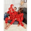 Red Christmas parent-child pajamas best cartoon printed Xmas matching pjs