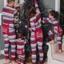 Parent-child suit Christmas pajamas Striped Christmas tree printed Xmas Dress