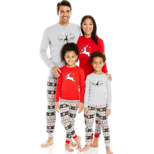 Long sleeves Christmas parent-child dress,simple Family matching pjs for Christmas