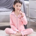 long sleeves cotton Girls pajama sets blue