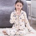 long sleeves cotton Girls pajama sets blue