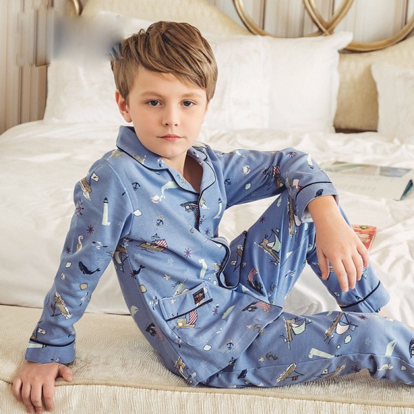 pure cotton long sleeves Boys' pajamas for Spring /Autumn