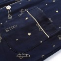 men's long sleeves cotton Pajamas deep blue with space print
