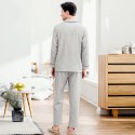 cotton long sleeved Pajama sets for mens gray stripe