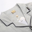 cotton long sleeved Pajama sets for mens gray stripe