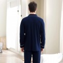 Navy blue cotton long sleeved Men's pajamas