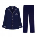 Navy blue cotton long sleeved Men's pajamas