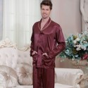long sleeved Satin pajamas men's softest Pjs luxury silk red/silver/champagne