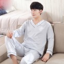 Pure color Satin pajamas for men V-neck luxury sleepwear male
