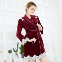 Long sleeved velvet Nightgown for womenlady's tunic pajamas