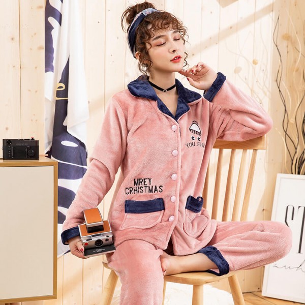 Plus size flannel pajamas thickened home furnishing, ladies' lovable winter velvet pajamas