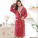 Ladies cotton pajamas and robe sets for winterpajamas female