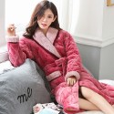 Ladies cotton pajamas and robe sets for winterpajamas female