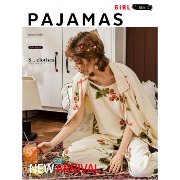 cotton ladies pajamas sexy ladies long sleeves PJS for spring