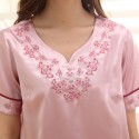 Luxury silk pajamas short sets for women comfy embroidered ladies silky nightwear