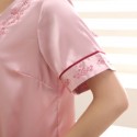 Luxury silk pajamas short sets for women comfy embroidered ladies silky nightwear