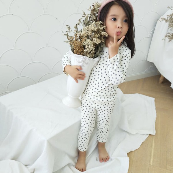 Cute flower printed girls cotton lounge pajamas